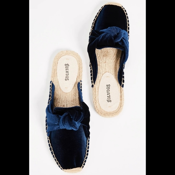 EUC Soludos Boquita Blue velvet knotted slip on mules size 9 - Picture 1 of 10